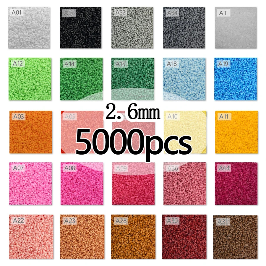 Mini cuentas Perler de 2,6mm/5000 unids/bolsa, cuentas Hama PUPUKOU DIY, cuentas de hierro para niños, fusible, regalo hecho a mano, juguete para niños