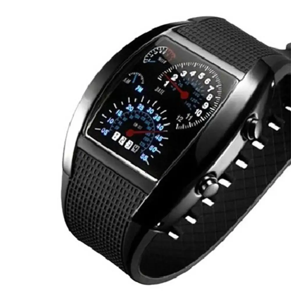 ขายร้อน!!!มาใหม่ล่าสุดแฟชั่นผู้ชายผู้หญิง LED Digital Dashboard รูปแบบ Dial นาฬิกาข้อมือกีฬาของขวัญ