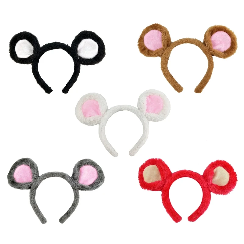 Miękkie niedźwiedź uszy opaski pluszowa mysz uszy obręcz do włosów do mycia twarzy Cartoon zwierząt Hairbands kostium na Halloween