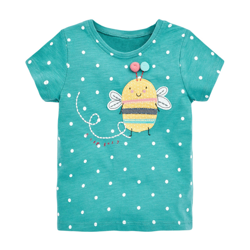 Little maven 2025 Camiseta de algodón de manga corta, ropa de verano con abejas pequeñas, encantadora para bebés, niñas y niños de 2 a 7 años