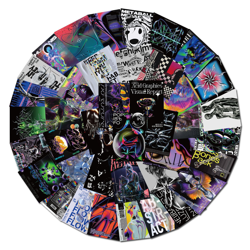 10/20/40 個サイケデリック酸グラフィックアート落書きステッカー美的スケートボード電話ラップトップギター車クールキッズステッカーおもちゃ