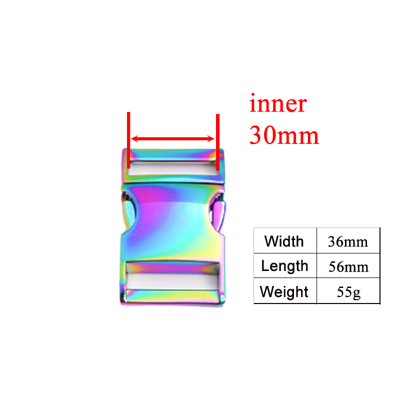 (Gesper Logam + Gesper Penyesuaian + Cincin D + Gesper Anjing Logam/Set) Kerah Pelangi Berukir Anjing DIY 30Mm Bagian Jahit Anyaman Kualitas Premium