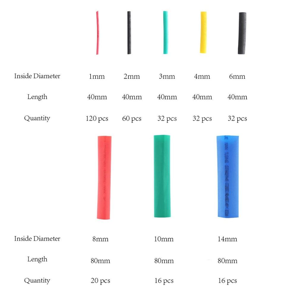 328 Pcs Schrumpf Schläuche 5 Farben 8 Größen Assorted Rohr Wrap Hülse Set Combo