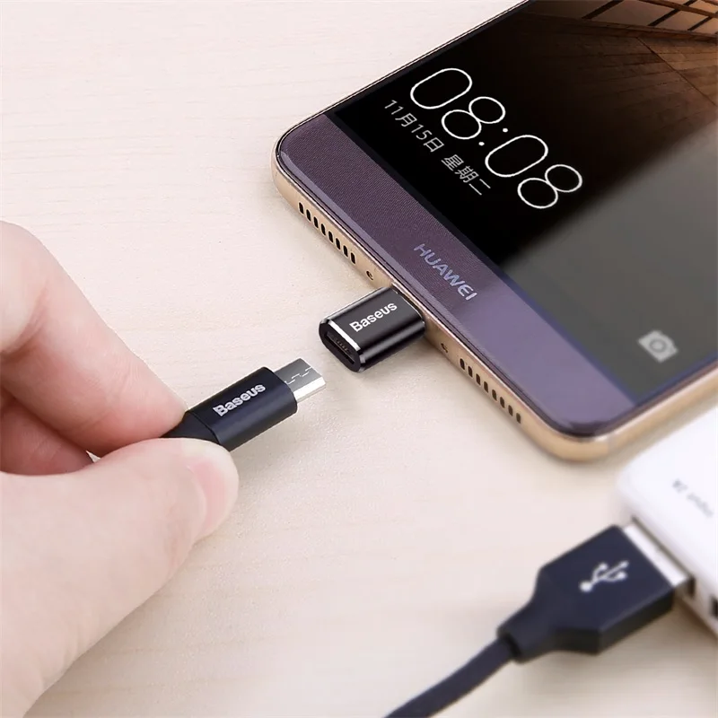 BASEUS-Adaptador USB a tipo C para móvil, convertidor OTG, USB-C macho a microUSB tipo C hembra, para MacBook, Samsung S20