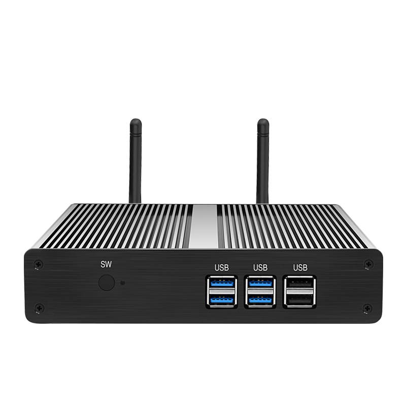 BEBEPC Quạt Không Cánh HTPC Mini PC Intel Core I3 7100U I5 4200U Celeron 3855U DDR3L Windows 10 Pro Minipc Văn Phòng Máy Tính Để Bàn máy Tính WiFi
