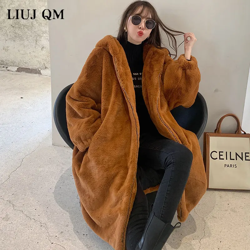 Parka para mujer, ropa de invierno, nuevo abrigo de piel sintética de gran tamaño, Chaqueta de piel larga gruesa y cálida, Abrigo con capucha, abrigo de felpa, chaquetas de invierno 2024