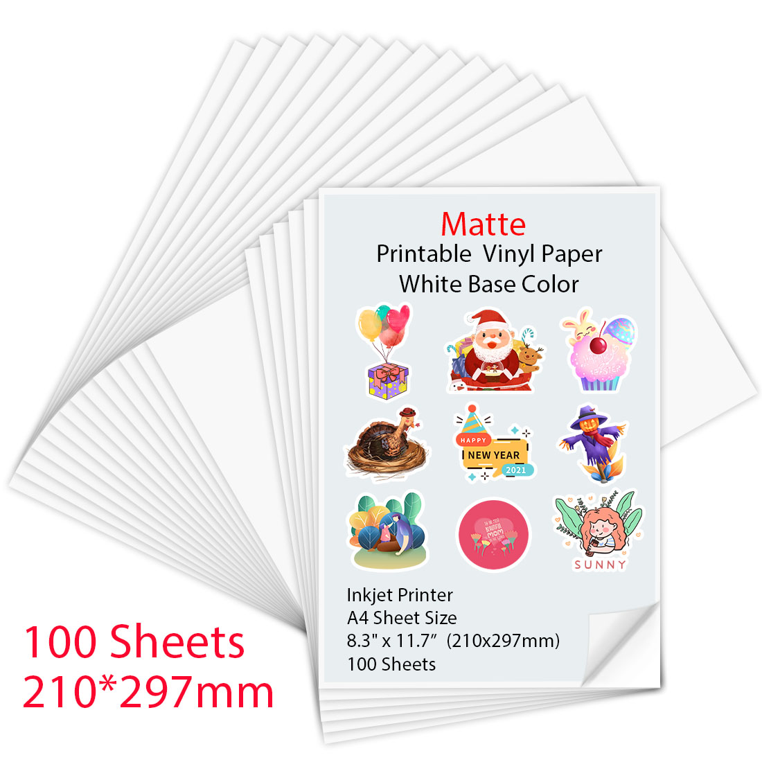 10-100 arkuszy A4 samoprzylepna matowa naklejka winylowa do druku do drukarek atramentowych DIY rękodzieło papier do kopiowania papier do drukarki do drukarek atramentowych