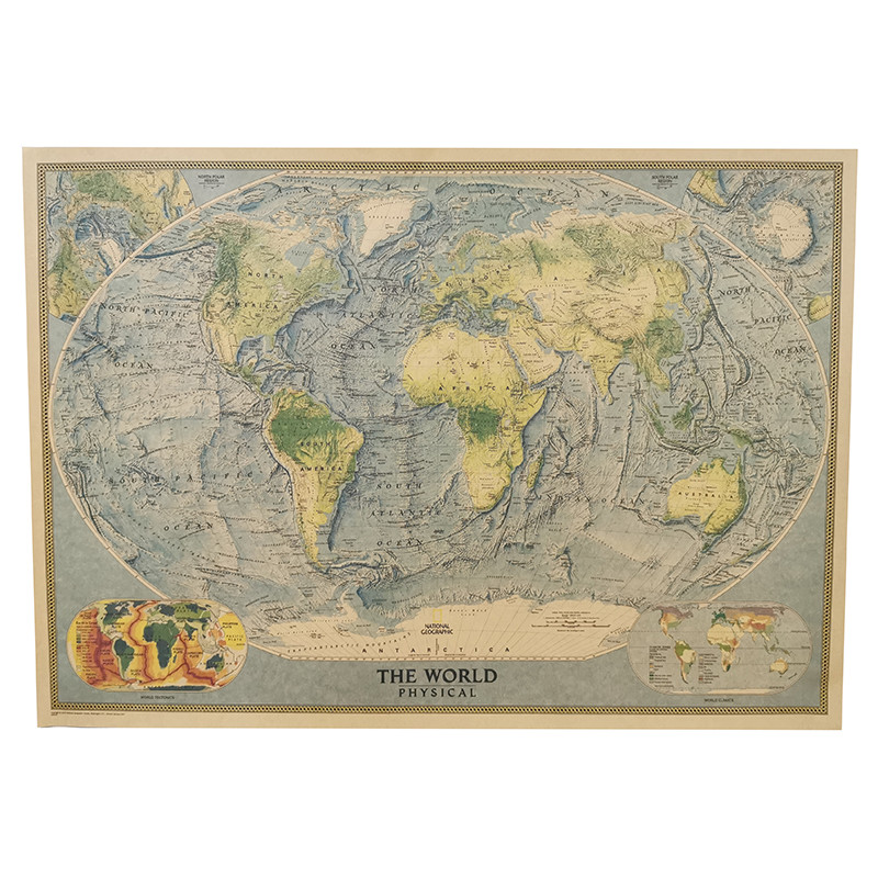 1 Pcs 세계의 벽지도 72*51cm 학생 문구 학교 스타일 앨범 장식 벽 스티커 스타일 학생 학교