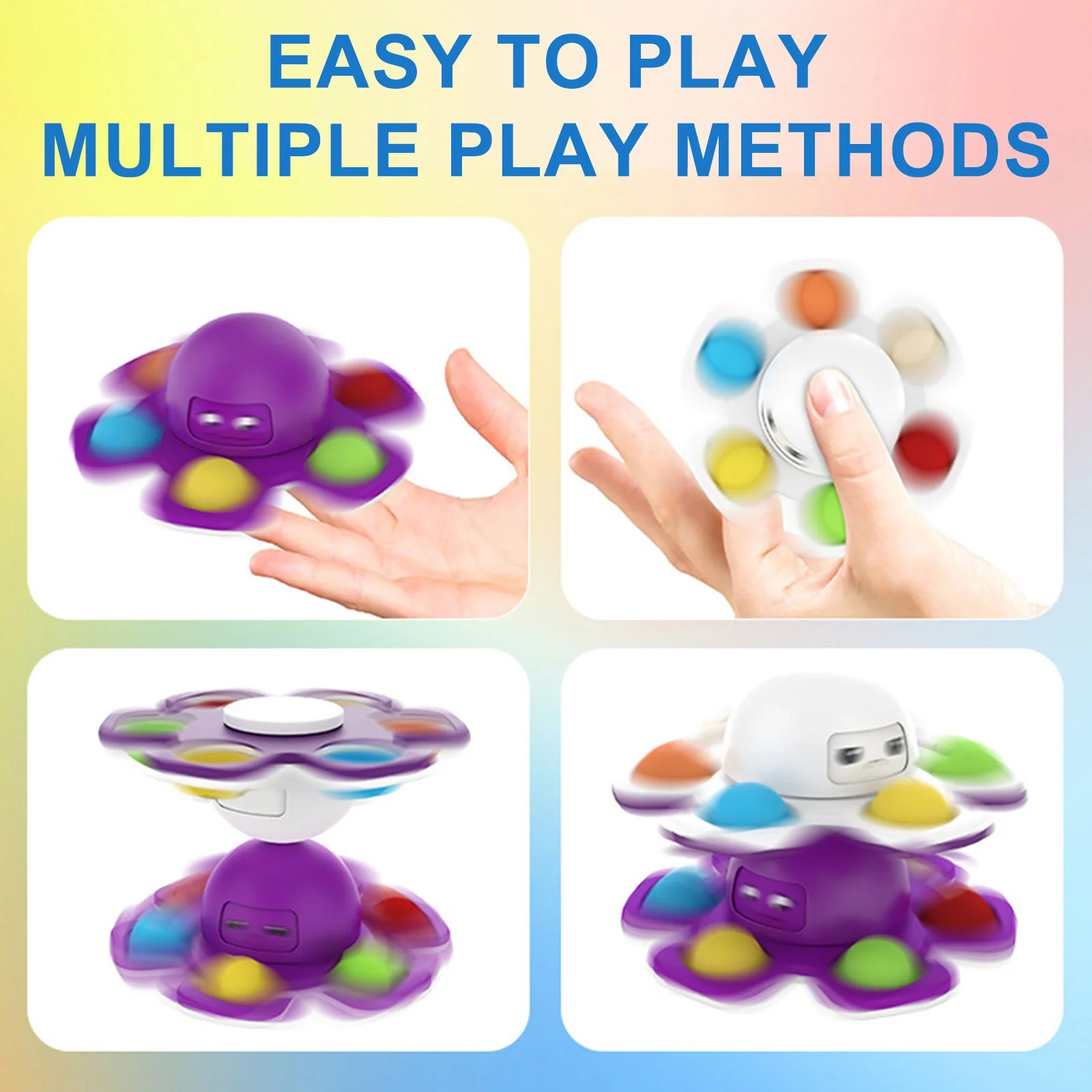 1PCS ใหม่ Anti Stress Push Bubble Fidget Spinner Face-เปลี่ยน Sensory ของเล่น Push popete Spiner ความเครียดบรรเทา Fidget ของเล่นสําหรับเด็ก