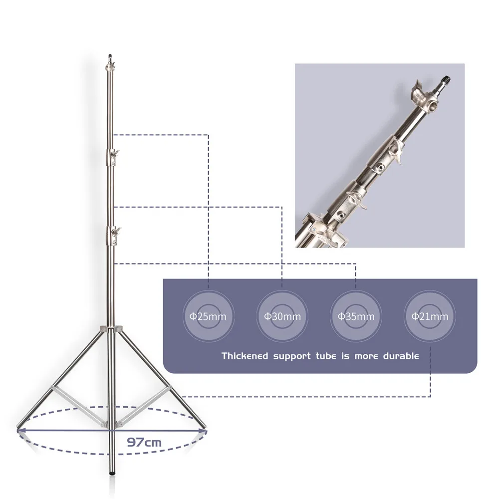 Super Stable Stainless Steel Big Tripod 2.8M Foldable Lighting Stand Tripod Photography For Fill Spot Light Softbox Photo Studio