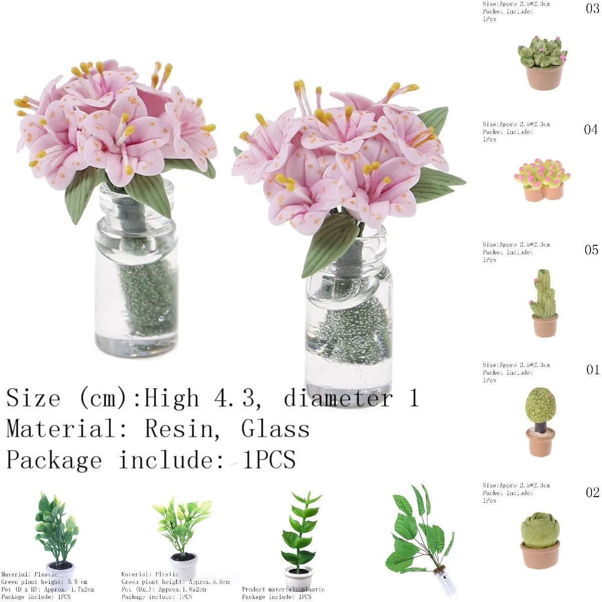 Năm 1/12 Nhà Búp Bê Mini Xanh Lá Cây Mini Chậu Cho Cây Xanh Trong Nồi Nhà Búp Bê Đồ Nội Thất Trang Trí Nhà Mô Phỏng Chậu Trồng Cây