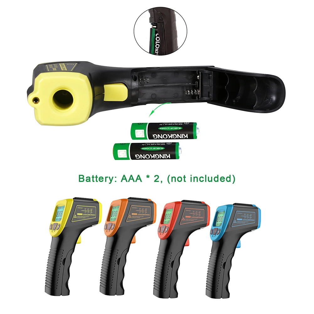 Digital Infrared Thermometer Non-Contact Pyrometer High Temperature Gun -50~600℃/-58~1112℉ Laser-Pointer Infrared IR Thermometer