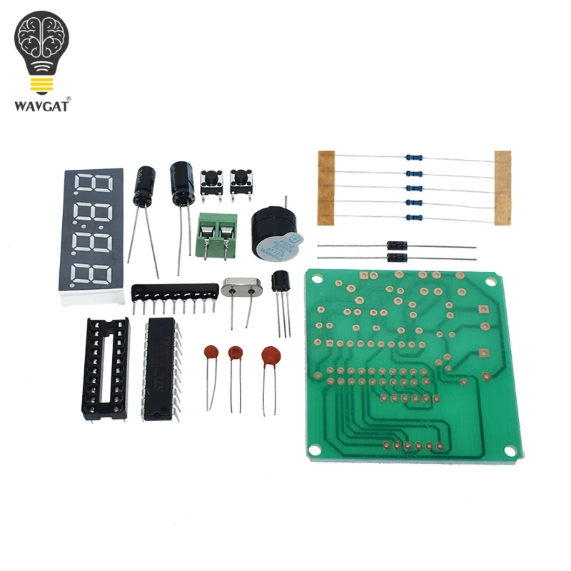 WAVGAT AT89C2051 Digital 4 Bits Reloj electrónico Suite de producción electrónica Kit de bricolaje