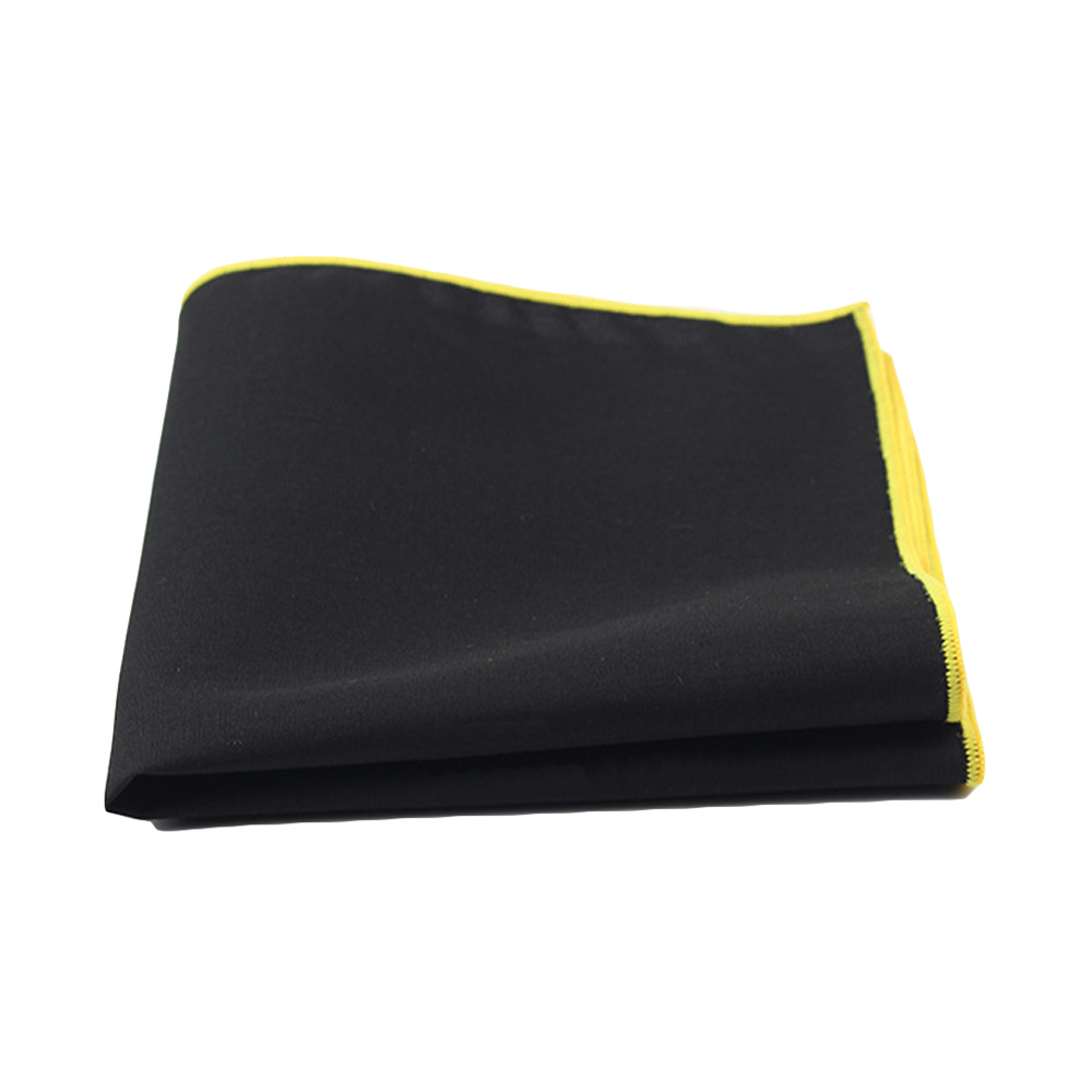 Männer Leinen Baumwolle Plain Schwarz Tasche Platz Bunten Rand Taschentuch Prom Hanky