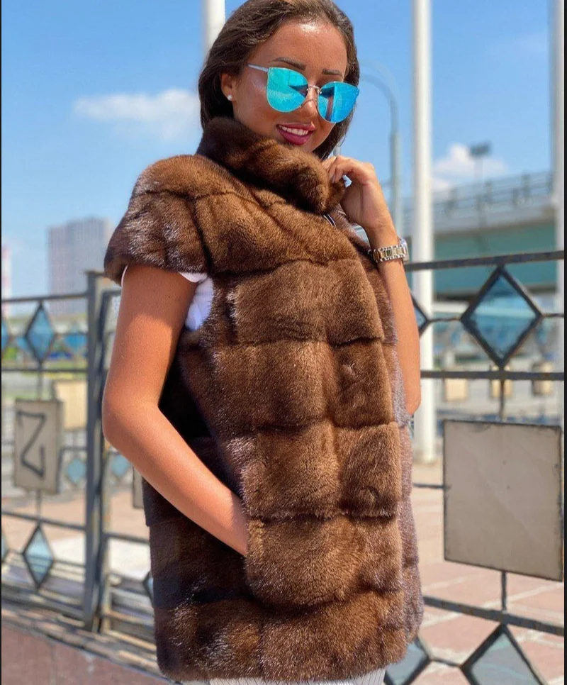 Echte Nerz weste für Damen, warme Winter jacke, europäischer Street Style, 100% Nerz, hohe Qualität