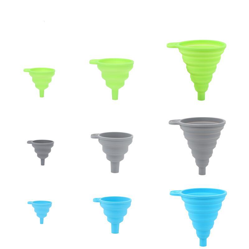 Embudo plegable de silicona, herramientas de cocina para el hogar, Mini embudo portátil para olla de aceite, 3 uds.