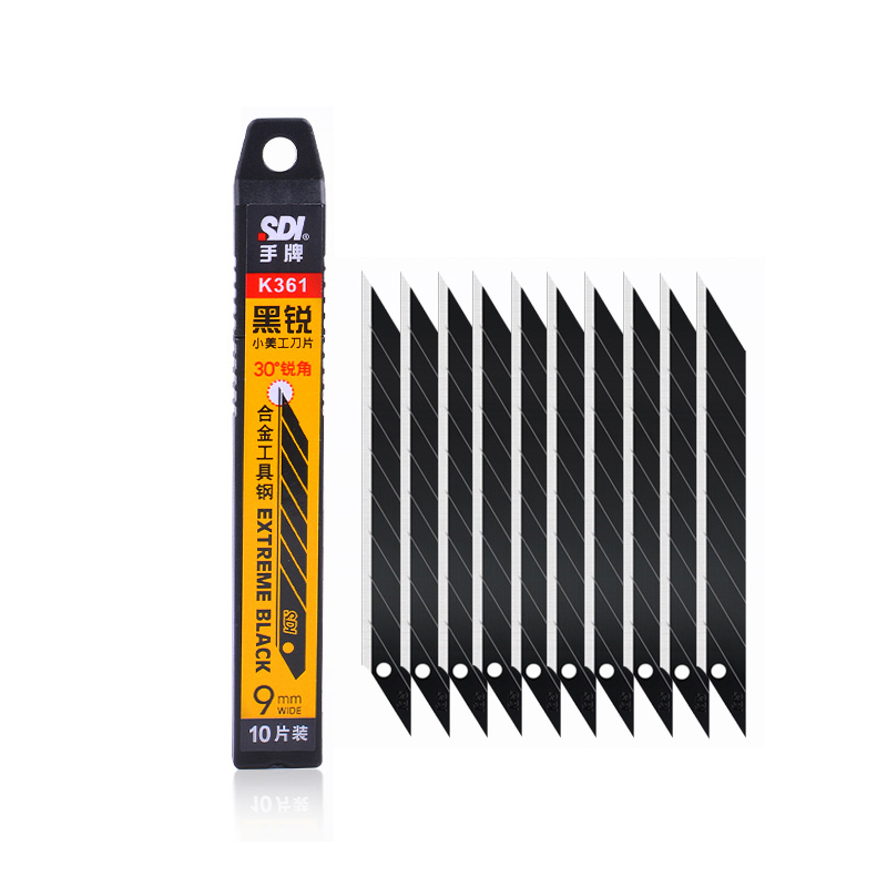 10pcs 유틸리티 나이프 블레이드 모든 블랙 블레이드 30도 예각 종이 절단 블레이드 필름 조각 블레이드 75*9*0.4mm