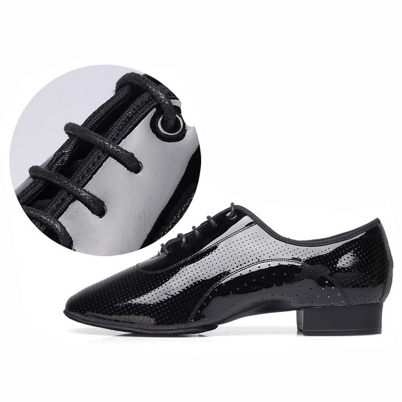 Sapatos de dança latina dos homens padrão sapatos de dança de salão preto couro genuíno prática competição masculino salsa sapato de dança moderna