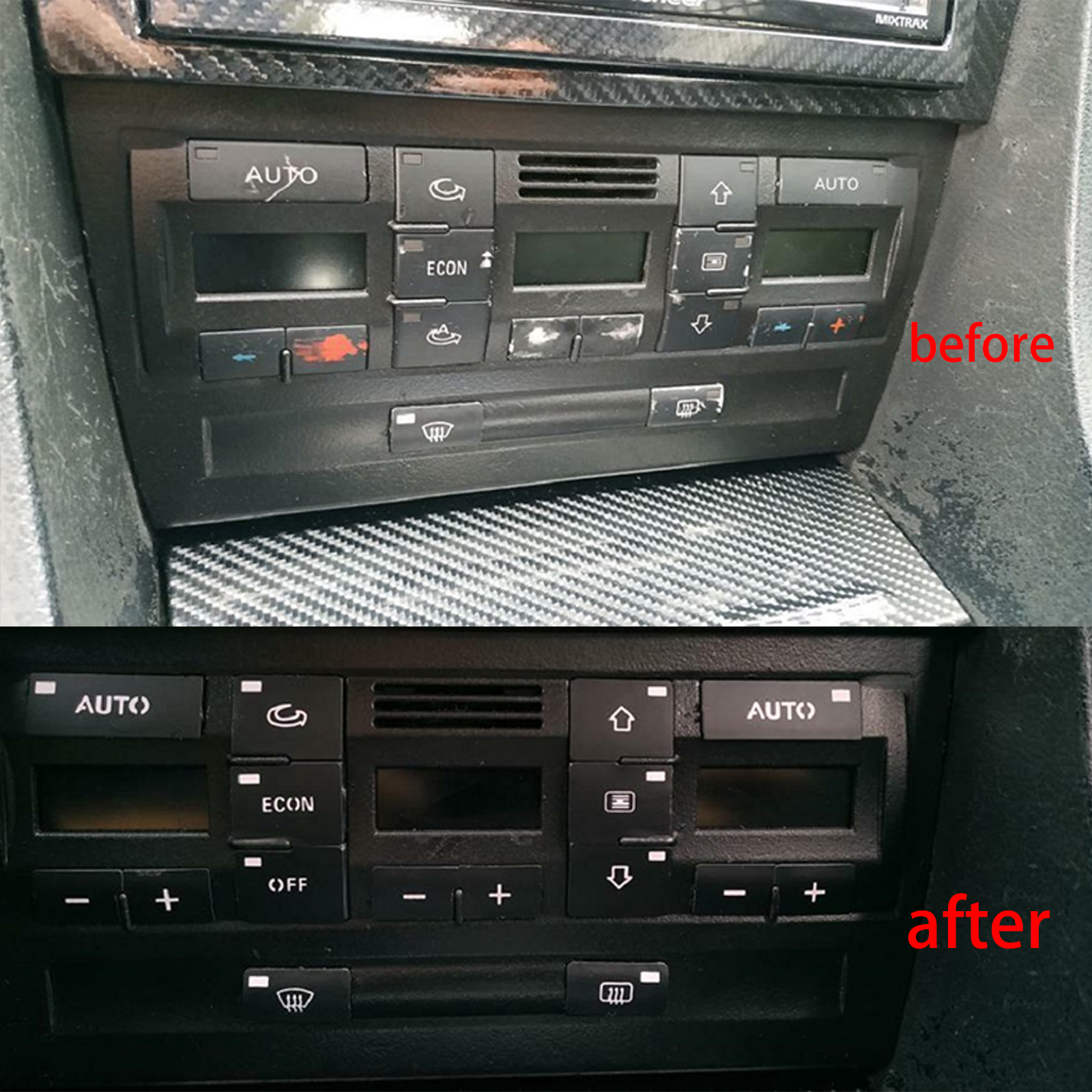 1x pegatinas de reparación de botón de Control de clima de aire acondicionado de coche, calcomanías, decoraciones de estilo para Audi A4 B6 B7 2000 2001 2002 2003 2004