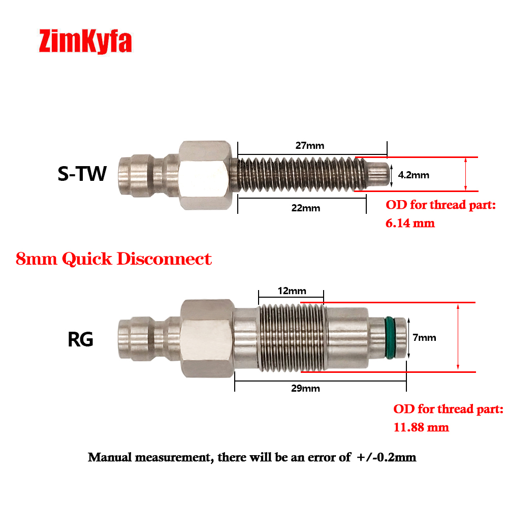 Kit de Conversion pneumatique CO2 HPA, filetage S-TW 1/4-20,RG M12 * 1, remplacement pour cartouche cylindrique 12g avec prise rapide mâle US 8mm