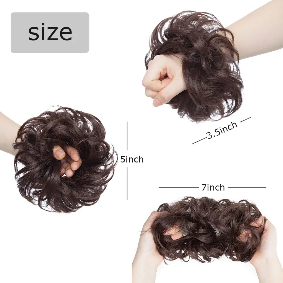 S-noilite 合成弾性バンド髪カーリーシニヨンヘア女性巾着ポニーテールヘアピースブラックブラウンブロンドかつら