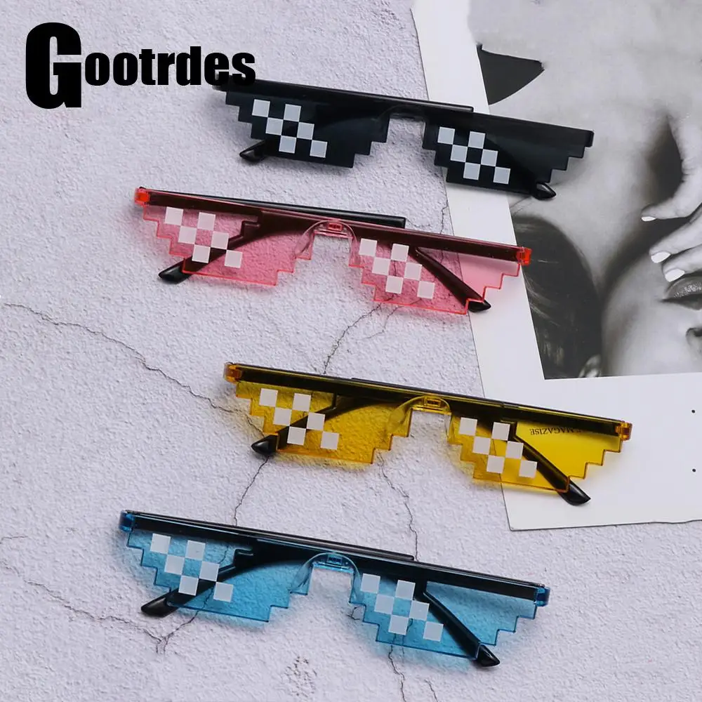Nuevo diseño divertido mosaico gafas de sol Thug Life gafas de sol Pixel negro Retro Gamer Robot gafas de sol fiesta de cumpleaños Cosplay favores