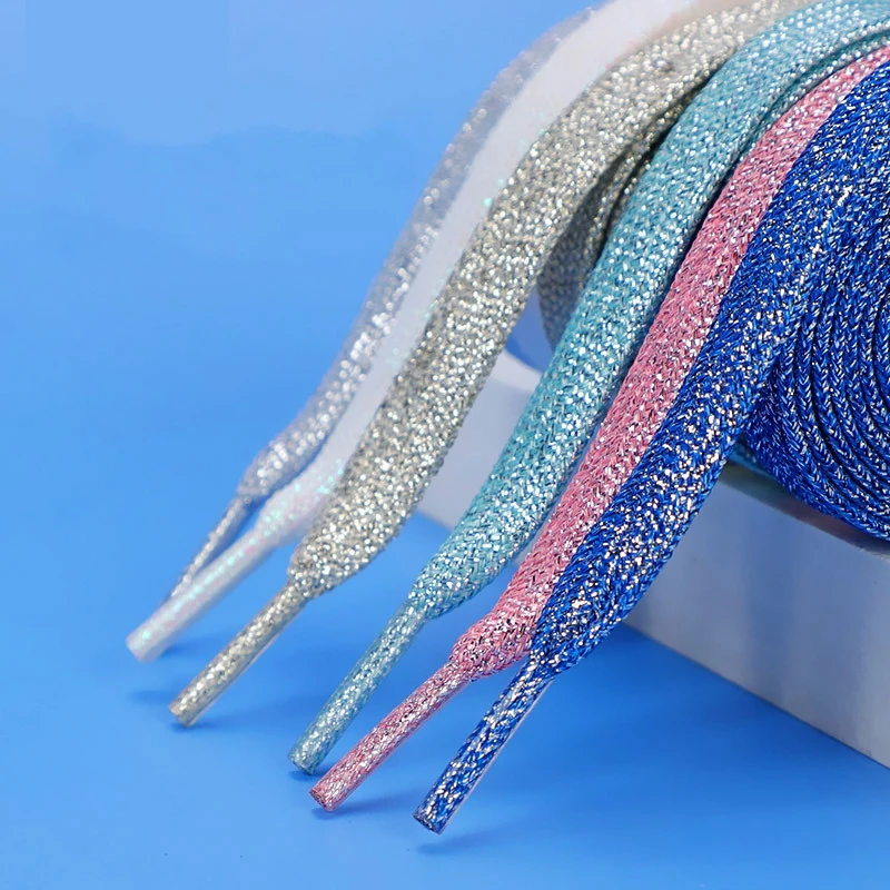 1 paio di lacci glitter alla moda lacci piatti colorati per scarpe da ginnastica da corsa atletiche scarpe da ginnastica stivali stringhe di lacci di larghezza 1 cm