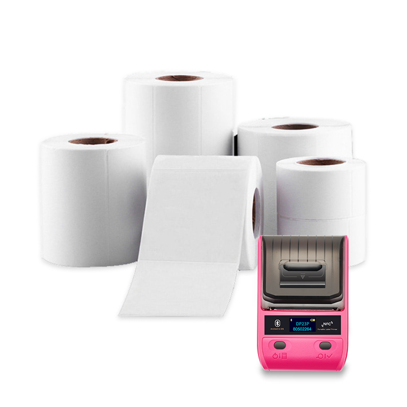 DEONTGER Thermal White Synthetic Labels Paper 10 Rolls for P1/DP23/DP30 Adhensive Scratchproof Waterproof Tear Resistant Sticker