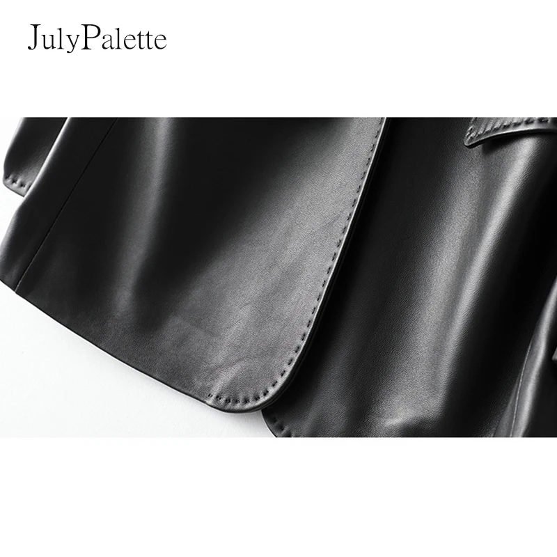 Julypalette Blazer en cuir de mouton véritable pour dames, veste de bureau, col cranté, cuir véritable, mode printemps 2022