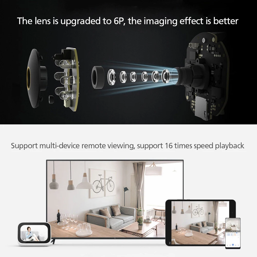 Xiaomi Mijia 1296P Ultra HD 2K Cámara IP Inteligente WiFi Pan-tilt 360 °   Visión nocturna del monitor de seguridad del bebé de la cámara web video para la aplicación MiHome