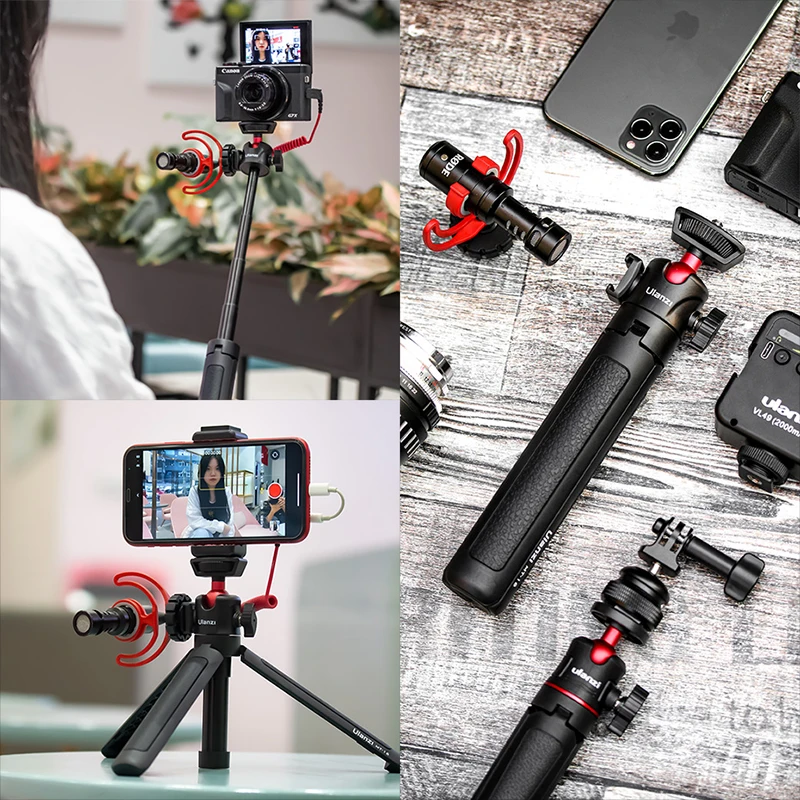 VIJIM Ulanzi MT-16 접이식 삼각대 전화 콜드 슈 볼 헤드 1/4 ''Selfie 스틱 미니 홀더 브래킷 모바일 카메라 DSLR