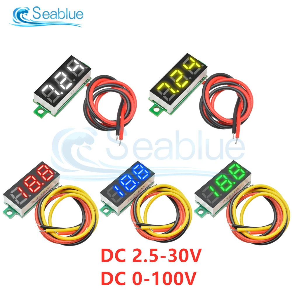 0.28 Inch DC LED Kỹ Thuật Số Vôn Kế 0-100V Điện Áp Đo Xe Hơi Điện Di Động Bút Thử Điện Áp Máy Phát Hiện 12V Màu Đỏ Xanh Lá Xanh Dương Vàng