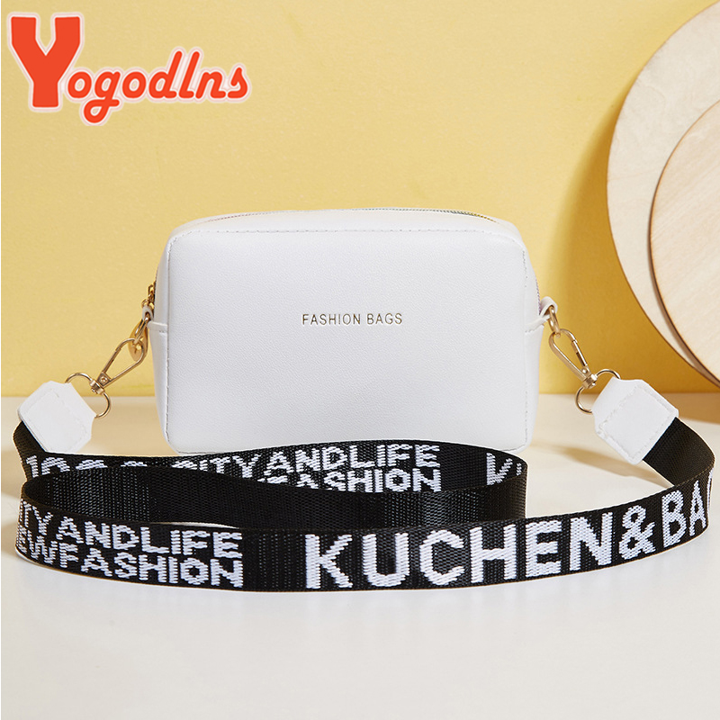 Yogodlns ファッション小さなスクエアバッグ女性のための Pu レザーショルダーメッセンジャーバッグレターストラップクロスボディバッグトレンディなハンドバッグボルサ