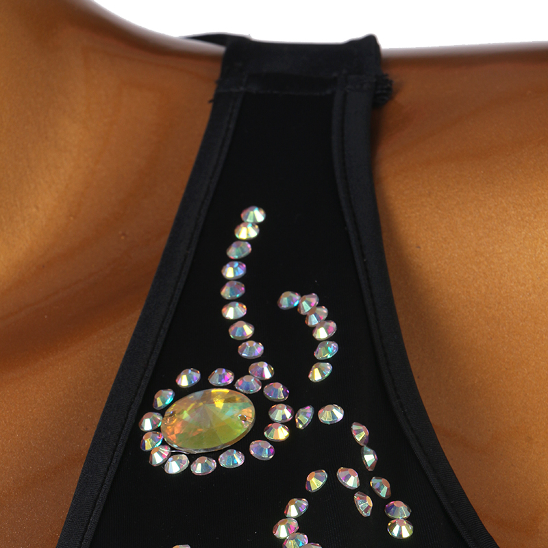 Gaun Dansa Latin Seksi Rumbai Kristal/Rhinestones Latihan Wanita Tanpa Lengan