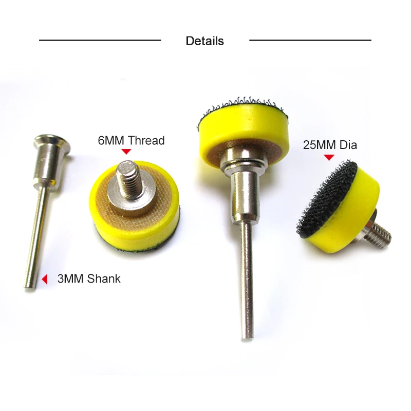 2 Stück 1 Zoll 25 mm Back-up-Schleifpad 2,35 mm Schaft oder M6-Gewinde 3 mm Schaft für Klett-Schleifscheiben für Dremel-Zubehör
