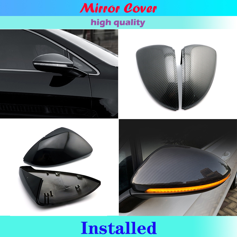 新しいフォルクスワーゲン VW ゴルフ MK7 7.5 GTI 7 ゴルフ 7 R トゥーラン L 車のサイドウイングバックミラーカバーカーボンファイバーパターン黒カバー