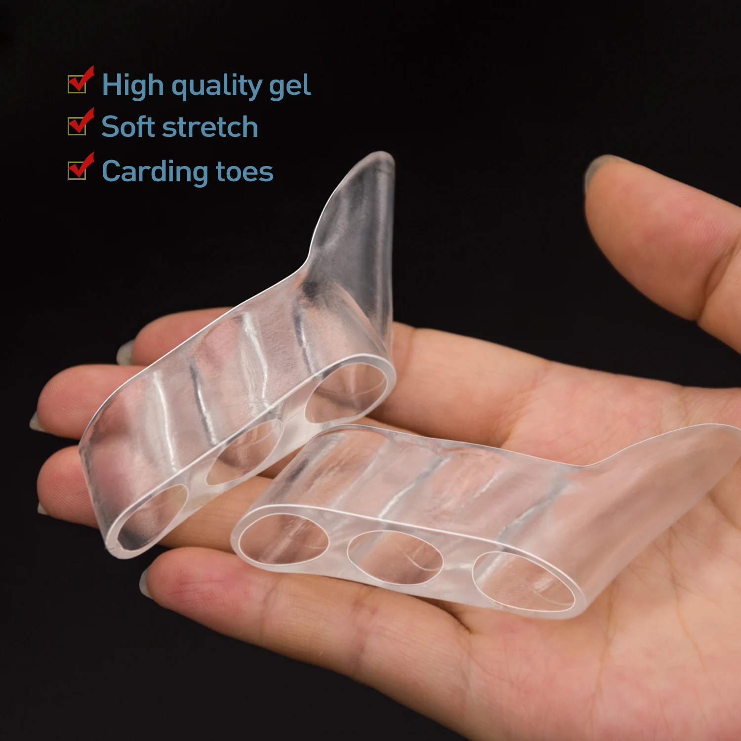 2 Chiếc Trong Suốt Silicone Gel Cực Giảm Đau Ngón Chân Bảo Vệ Ba Lỗ Nhỏ Mũi Bunion Chân Dụng Cụ Chăm Sóc