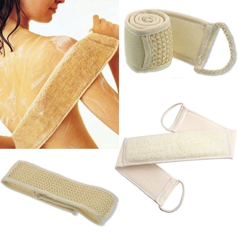 Peeling-Luffa-Rückenschrubber für die Dusche, natürlicher langer Griff, Luffa-Rückengurt, Waschschwamm, Spa, Körperhautbürste, Reinigungswerkzeug