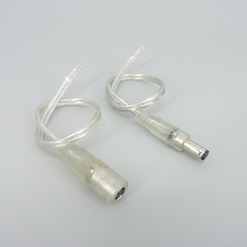 5pcs 20AWG 5A Transparent Wiee DC Female Male Power Adapter Pigtail Cable 12V Jack Extension Cord 0.2m