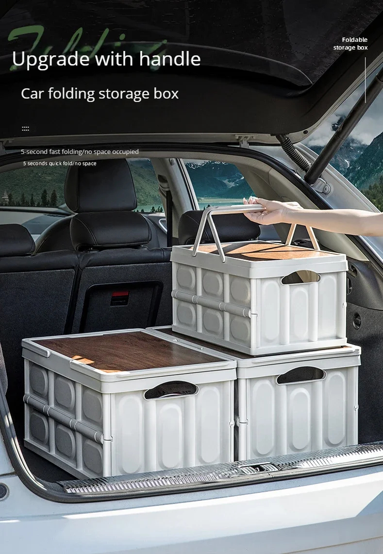 1 boîte de rangement de Camping en plein air avec poignée, boîte de rangement pliable de 15L, boîte de rangement Portable de Camping et de pique-nique, bagage de voiture