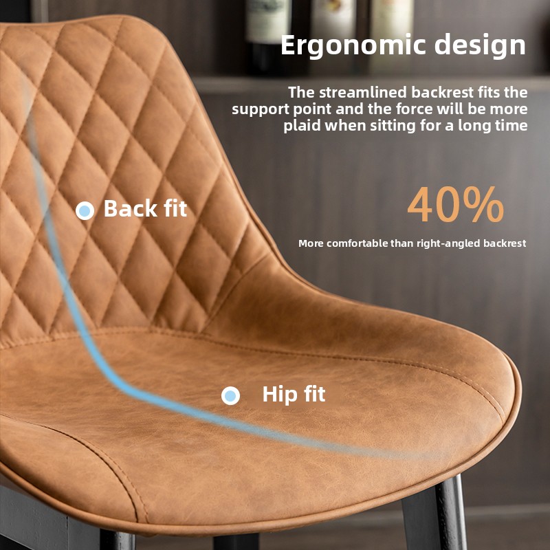 Nordic Luxury Dining Chair Upholstered Backrest Counter Chair Solid Wood Frame Modern Bistro Seat Minimalist Bar Stool for Home