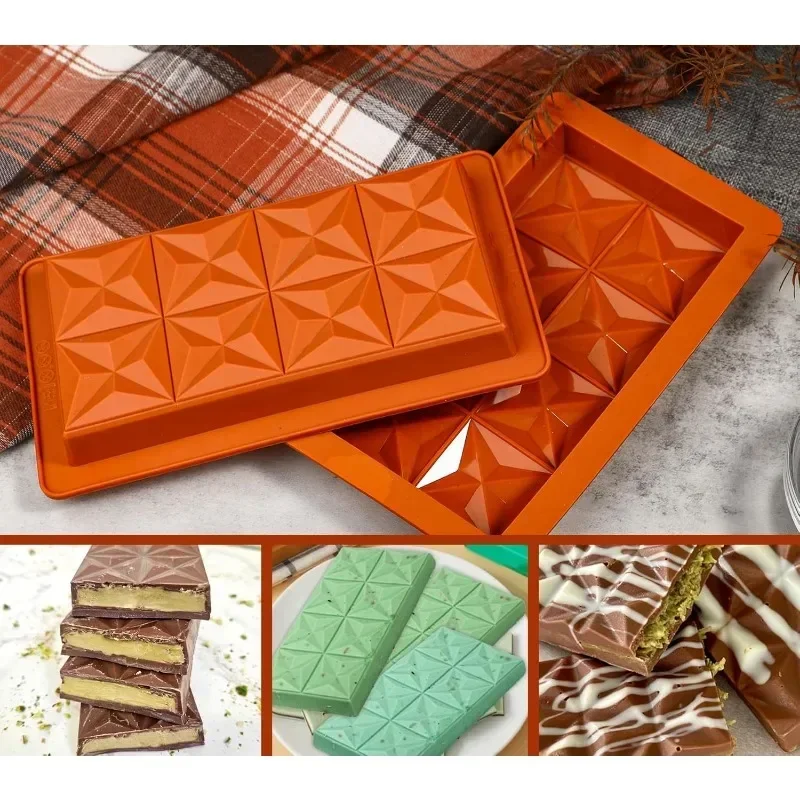Molde de Chocolate de Dubái, barra de Chocolate de pistacho, molde grueso de silicona para rellenar barras, molde de barra de caramelo grande para rellenar