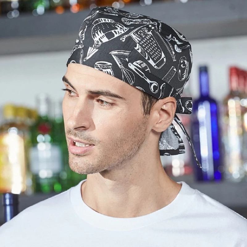 Cappello da pirata da cuoco da cucina Cappello da pirata per catering dell'hotel Cappellino da lavoro traspirante regolabile per cameriere da forno Cappellino da cucina per ristorante barbecue