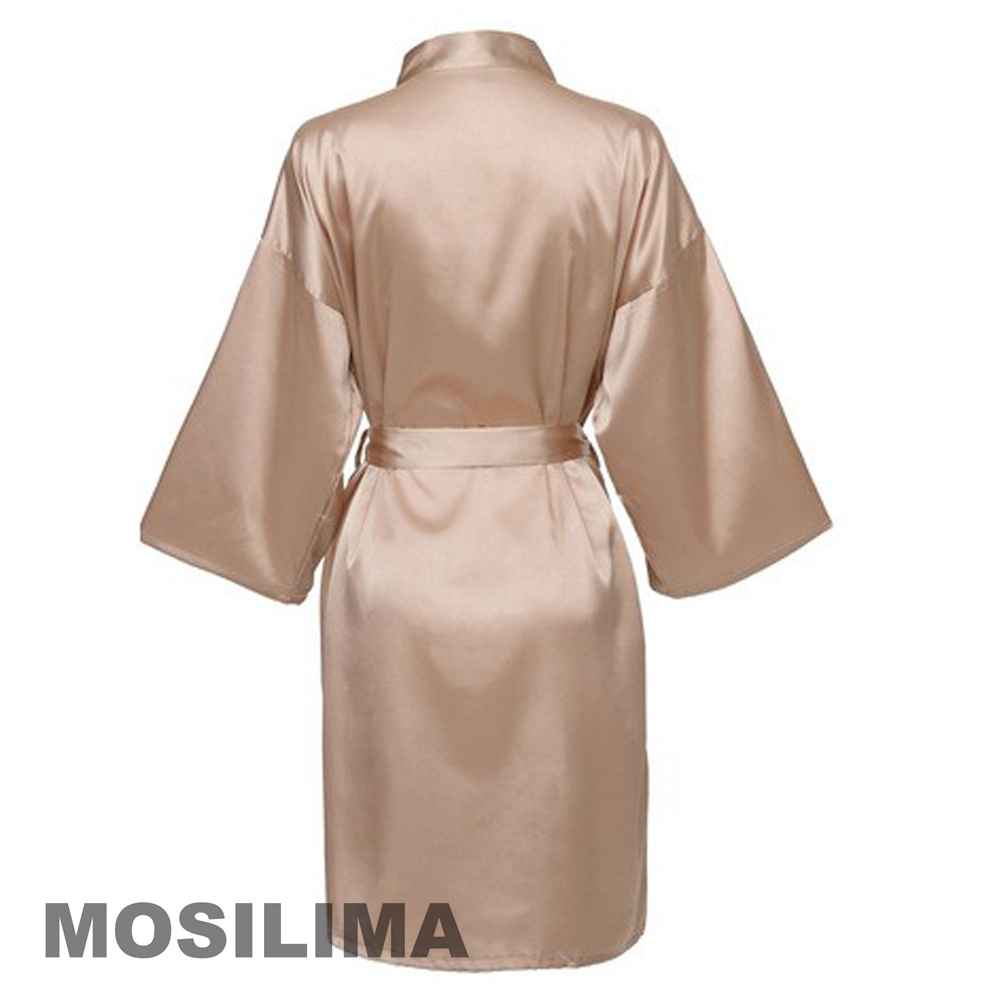 Hochzeit Party Team Braut Robe mit schwarzen Buchstaben Kimono Satin Pyjamas Brautjungfer Bademantel SP2000