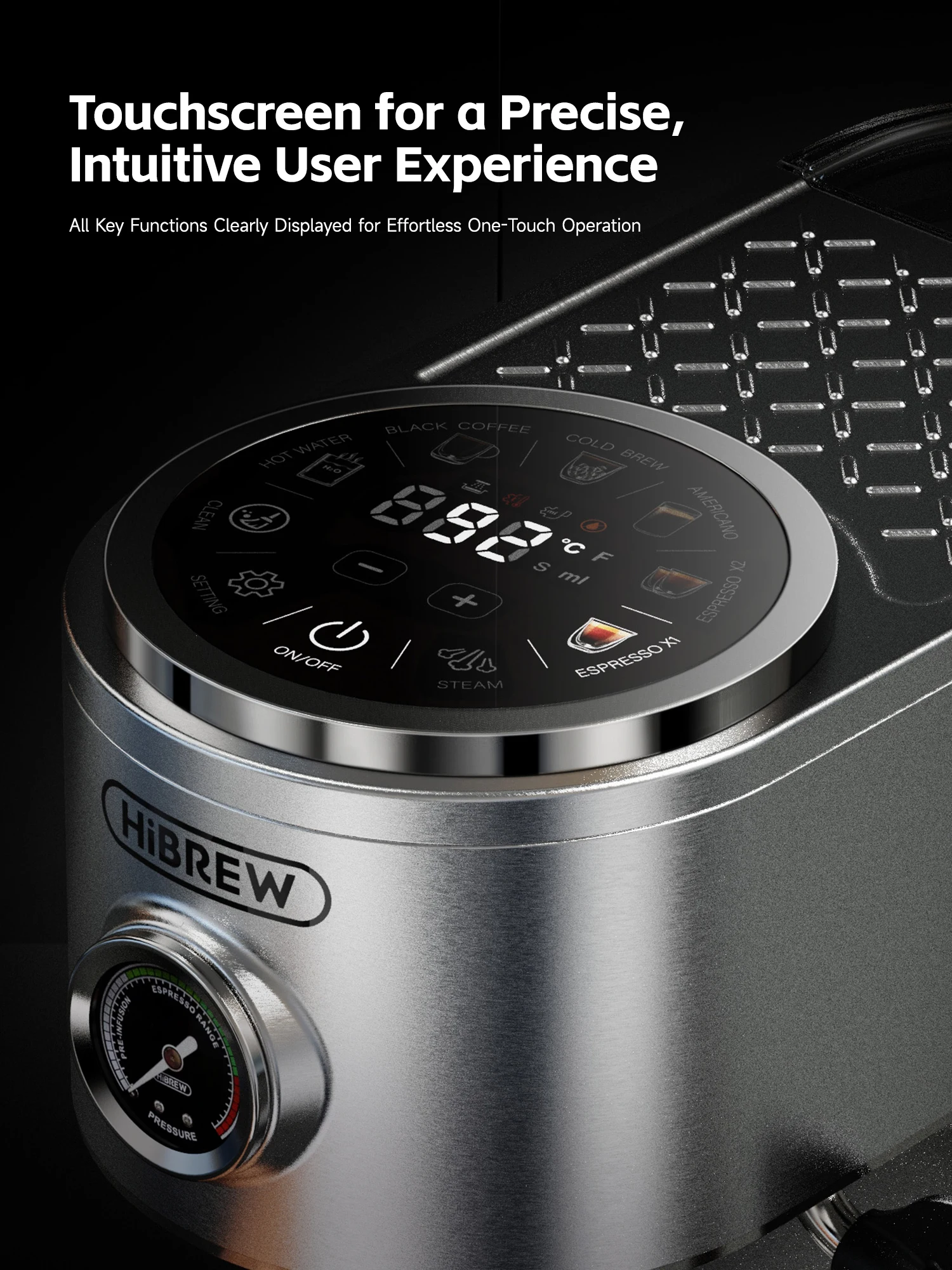 Máquina de café expreso semiautomática HiBREW, 3 niveles de temperatura ajustable, cafetera fría/caliente de 20bar, capuchino H13