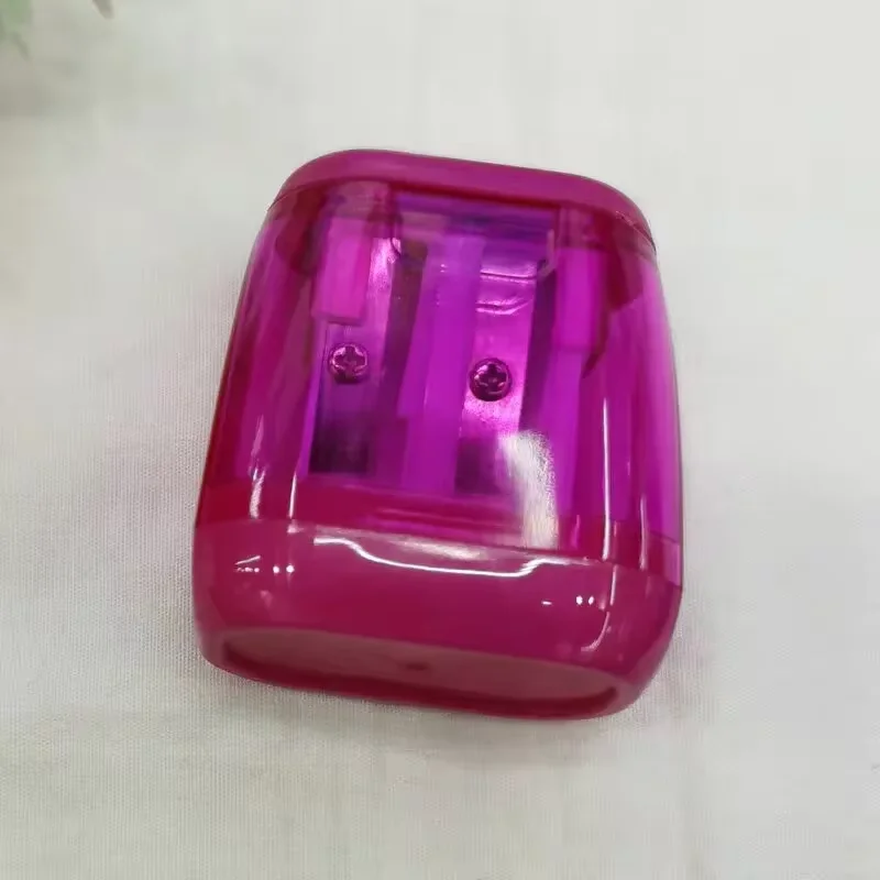 1pc studente plastica colore trasparente temperamatite geometrico doppio foro schizzo temperamatite temperamatite manuale