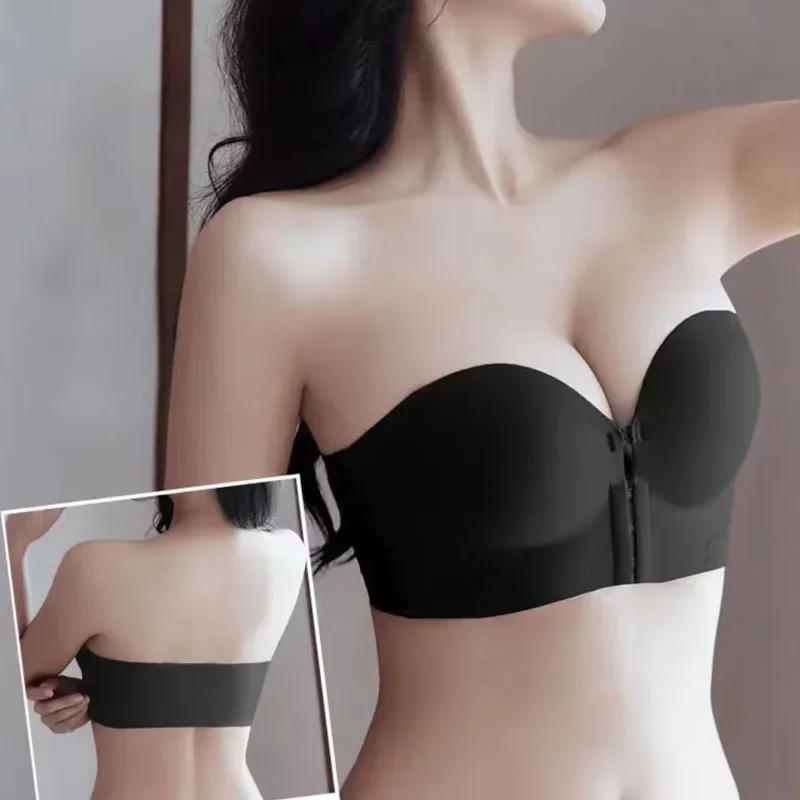 Finetoo nova roupa interior com fivela frontal conveniente anti flacidez sem alça de ombro sutiãs femininos sem anel de aço sem costura