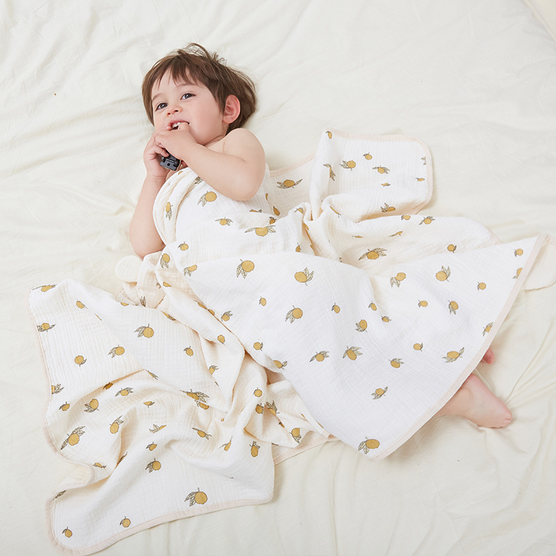 칸고베이비 # 나의 부드러운 삶 #   사계절 4 레이어 모슬린 코튼 베이비 목욕 타올 통기성 신생아 케이프 담요 후드 비치 가운