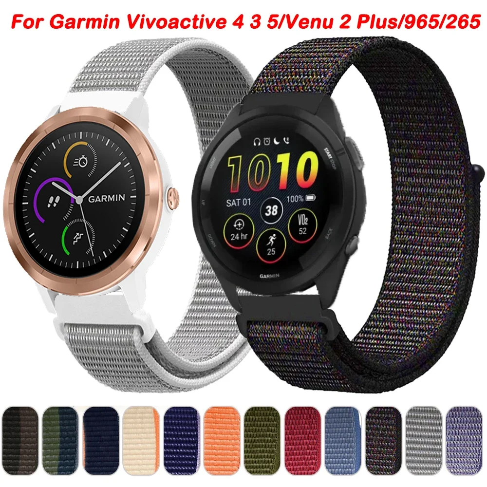 20 22 มม.นาฬิกาไนลอนสําหรับ Garmin Vivoactive 3 4 5/Venu 2 Plus/Venu 3/Forerunner 55 158 265 965 745 645 255 เพลง Loop สายคล้อง