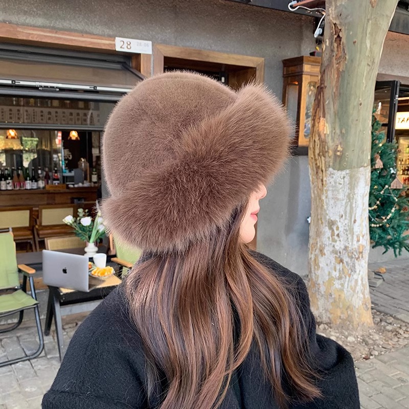 女性のための韓国のファッションキャップ,毛皮の帽子,モンゴルの帽子,つばのないぬいぐるみ,スキー,乗馬,ふわふわ,暖かい,秋,冬,2022